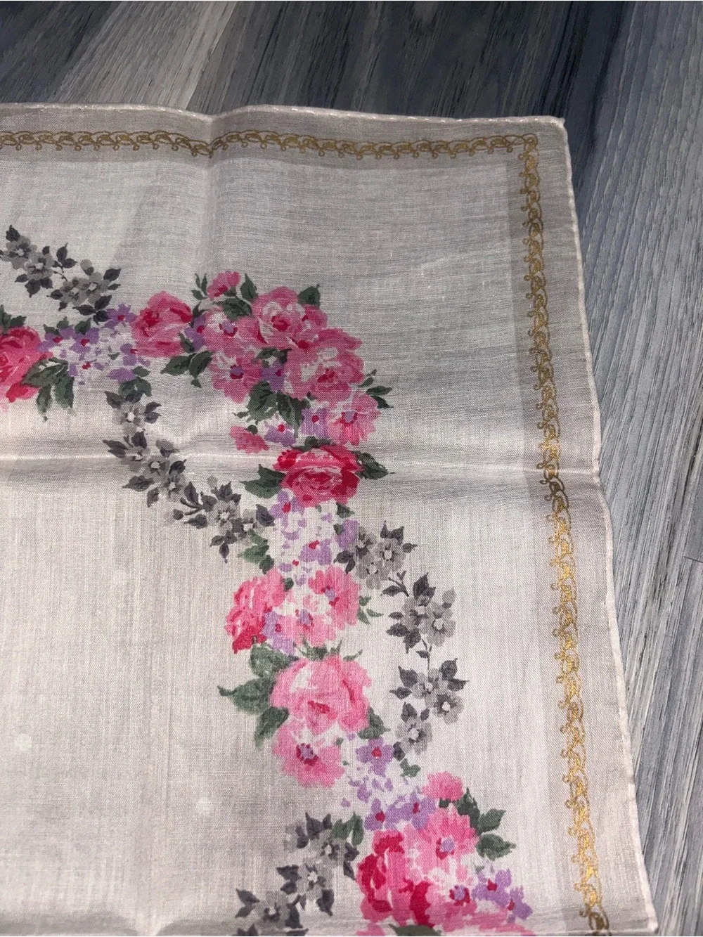 Vintage Christian Dior Pink Floral Cotton Handkerchief